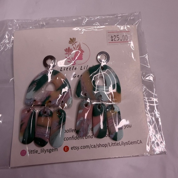 Handmade Multicolor Dangle Earrings - Picture 1 of 6